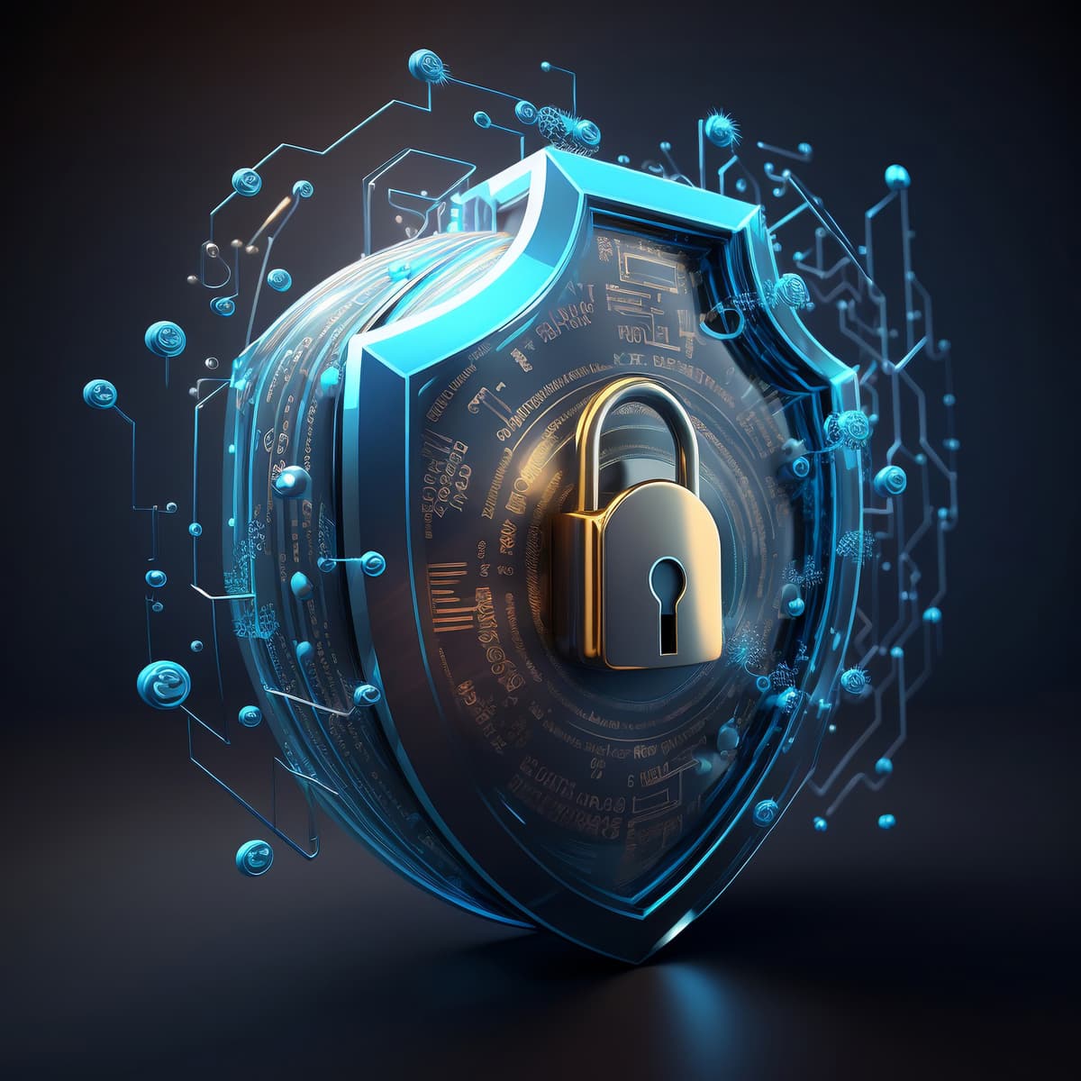 3D internet security shield badge